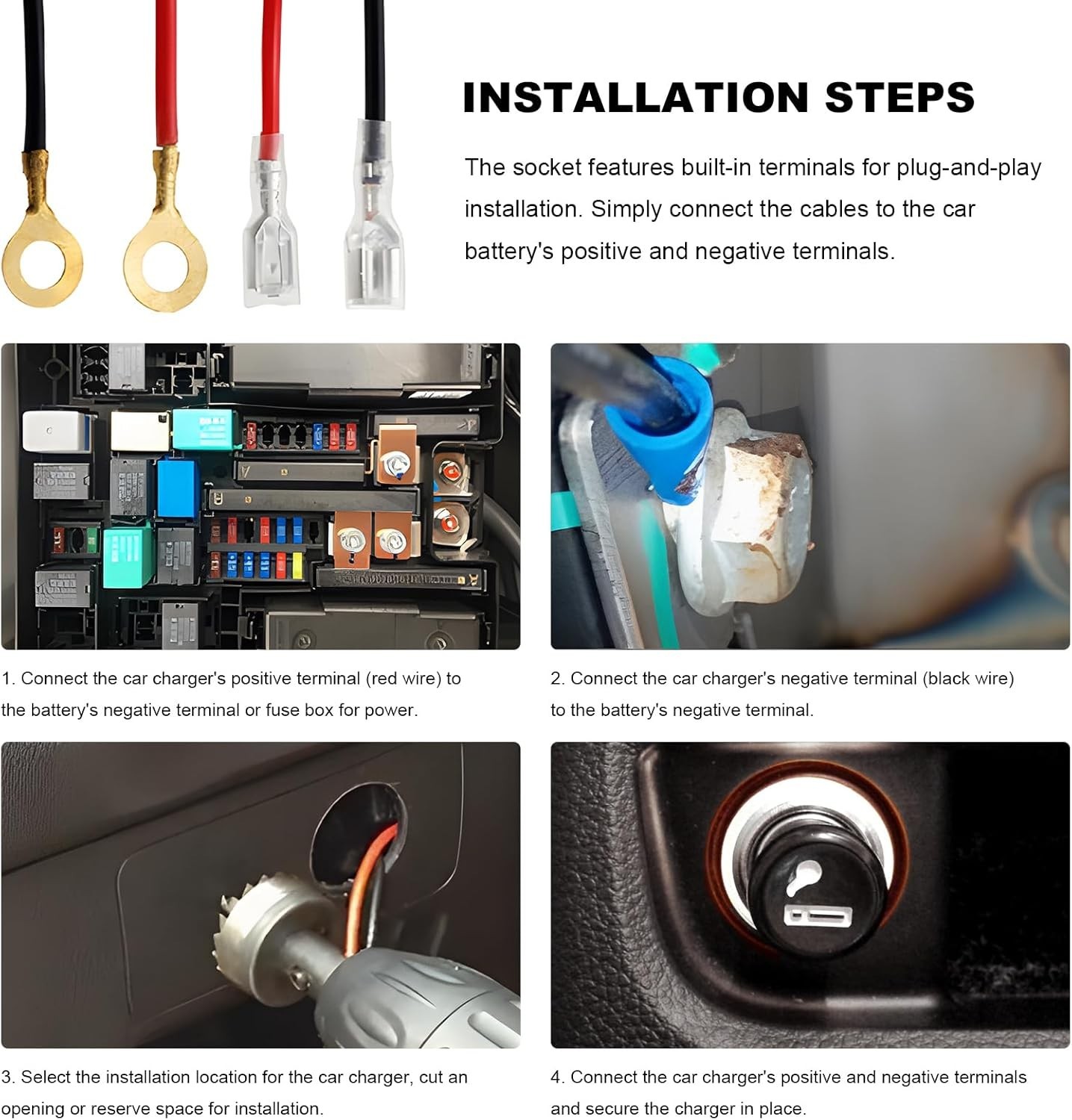 DC 12V Vehicle Cigarette Lighter Element Socket Plug with Eject Button, Unive...