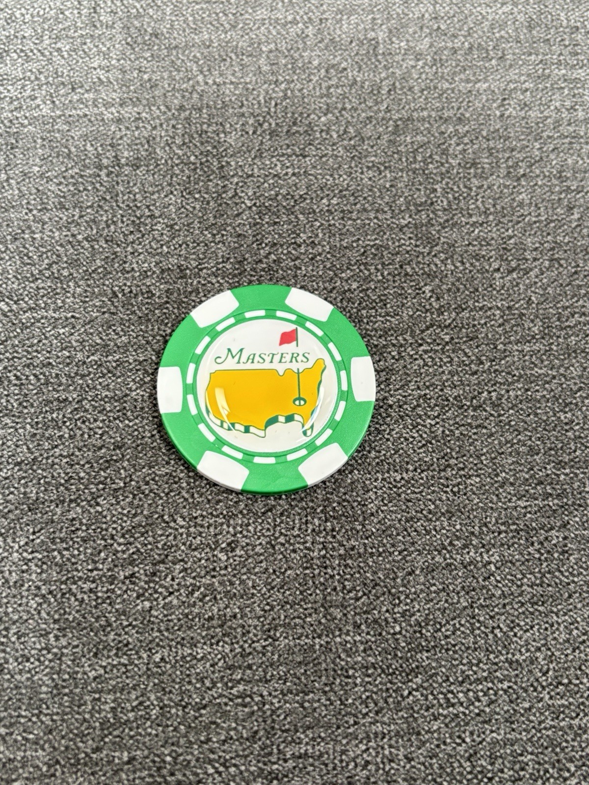 The Masters Poker Chip Golf Ball Marker w One Sided Raised Bubble Graphic Green