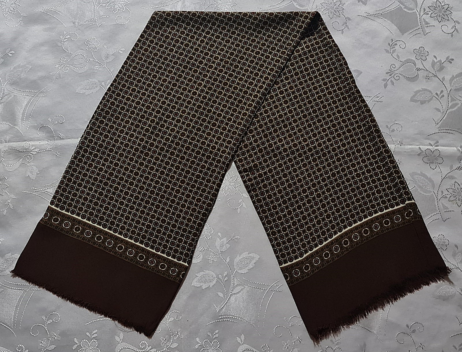 GENTS SCARF AUTHENTIC PLAID ART BROWN RED GREEN VISCOSE LONG DOUBLE MENS