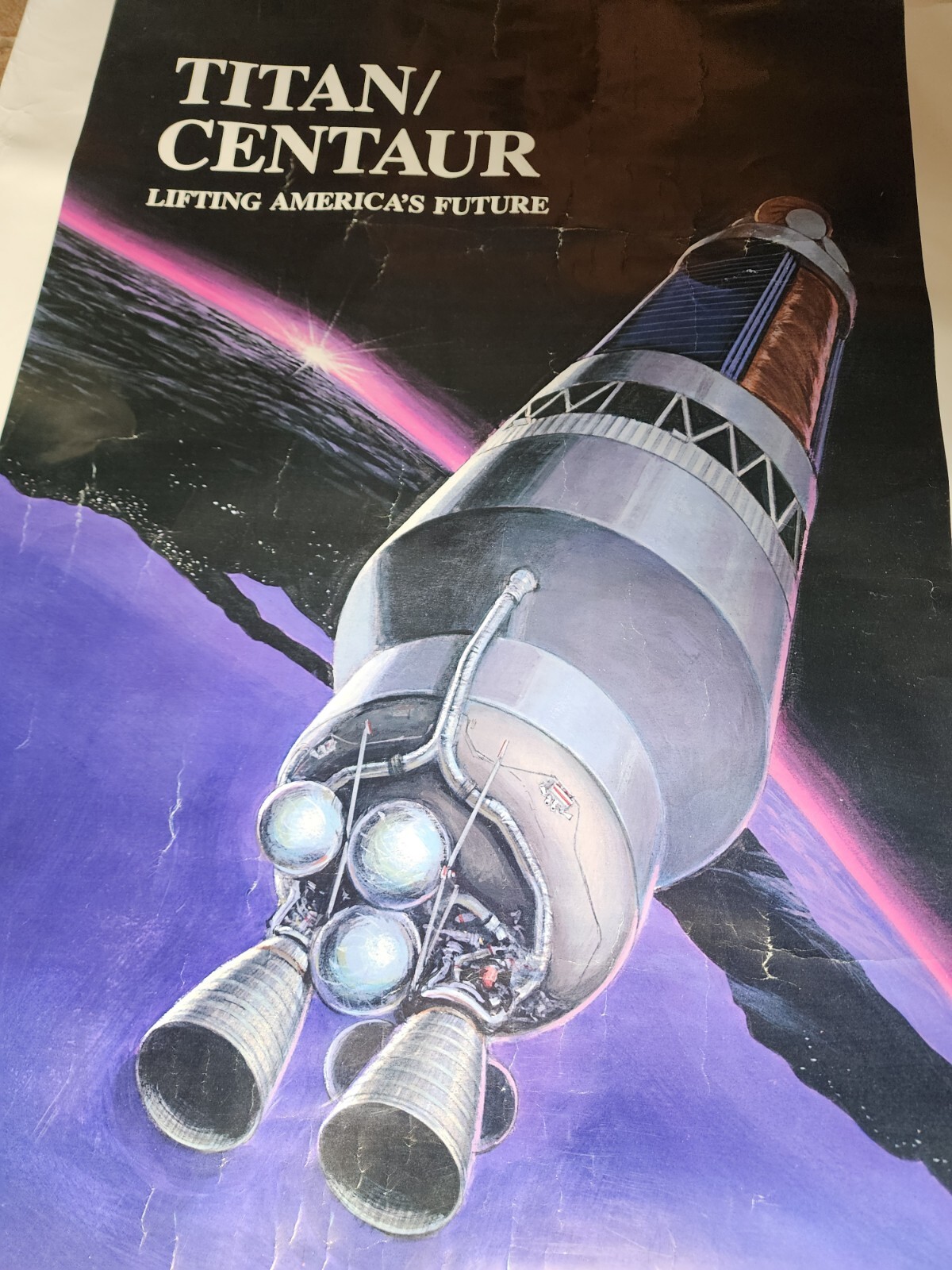 Vintage General Dynamics Space Systems Poster - TITAN CENTAUR Lifting America's
