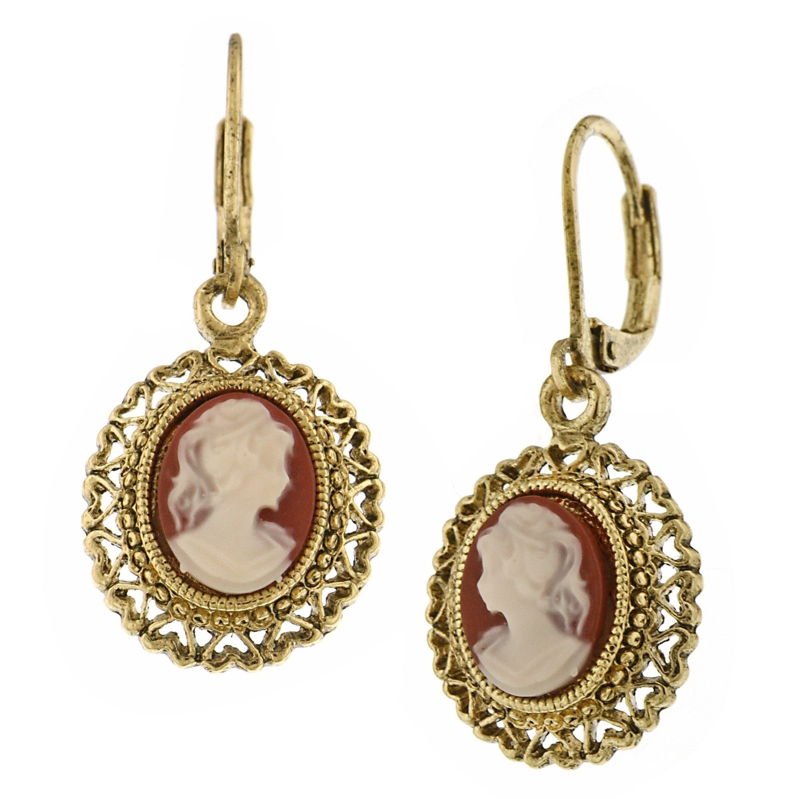 1928 Jewelry Faux Dark Carnelian Cameo Oval Drop Earrings,Keyboards & Keypads