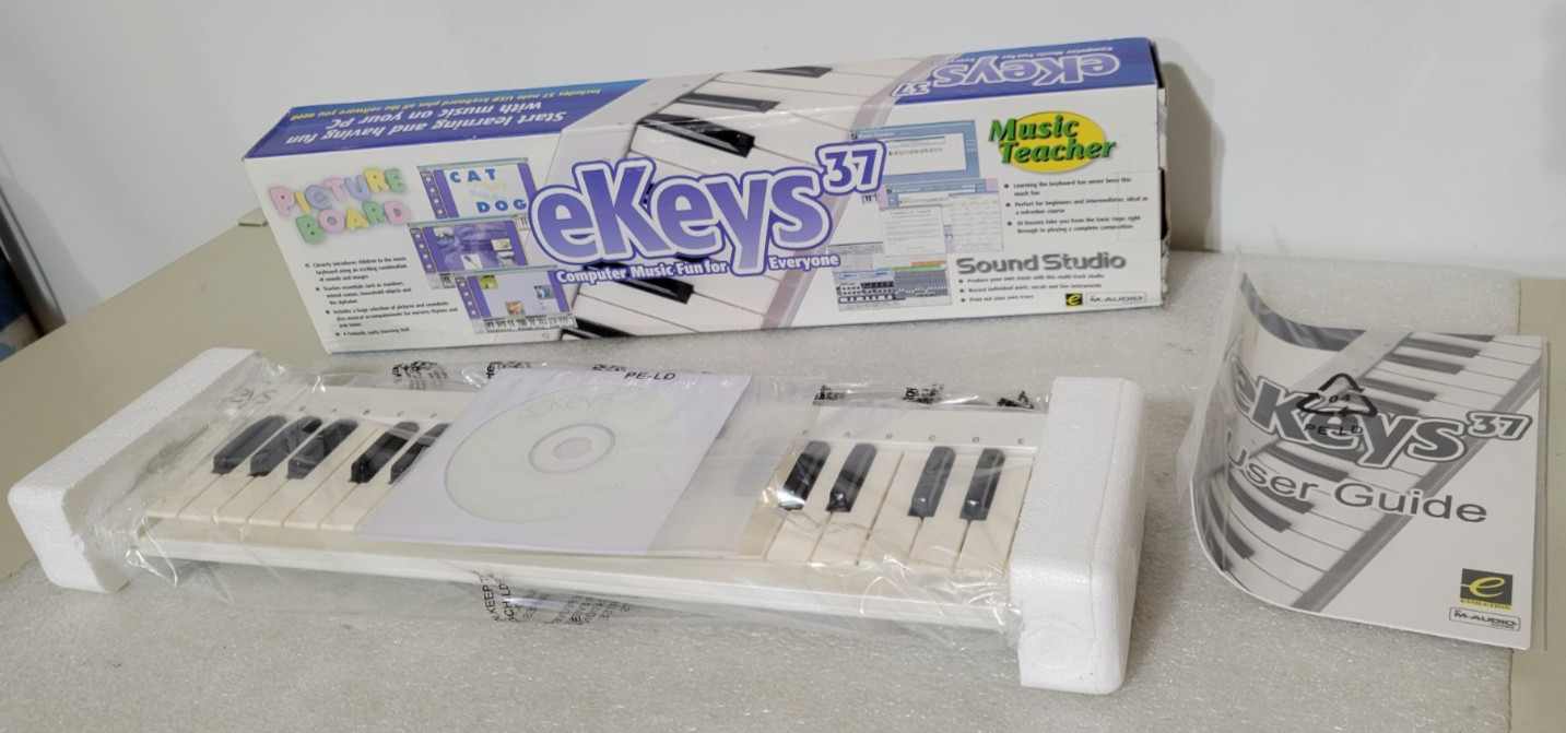 M-Audio Evolution eKeys 37 Musical Keyboard USB - White - use w/ PC or Mac - New