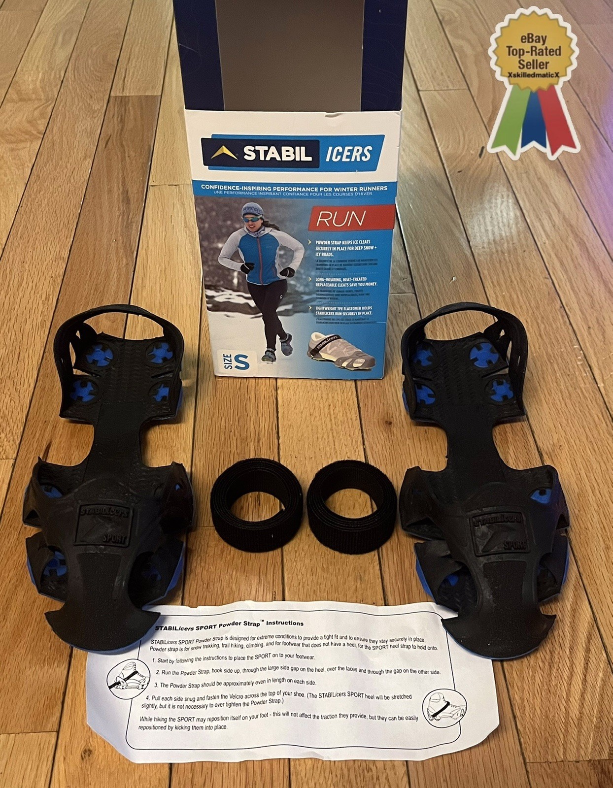 ❄️🥶🇺🇸Stabil Icers RUN Ice Cleats for Winter Running in snow/ice Unisex Size S