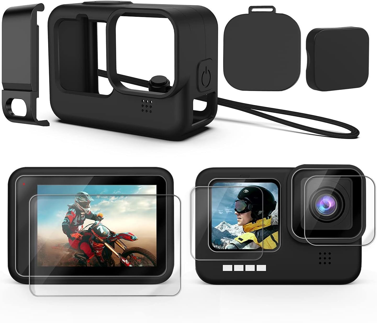 Accessories Kit for GoPro Hero 11/10/9: Silicone Case & Screen Protector