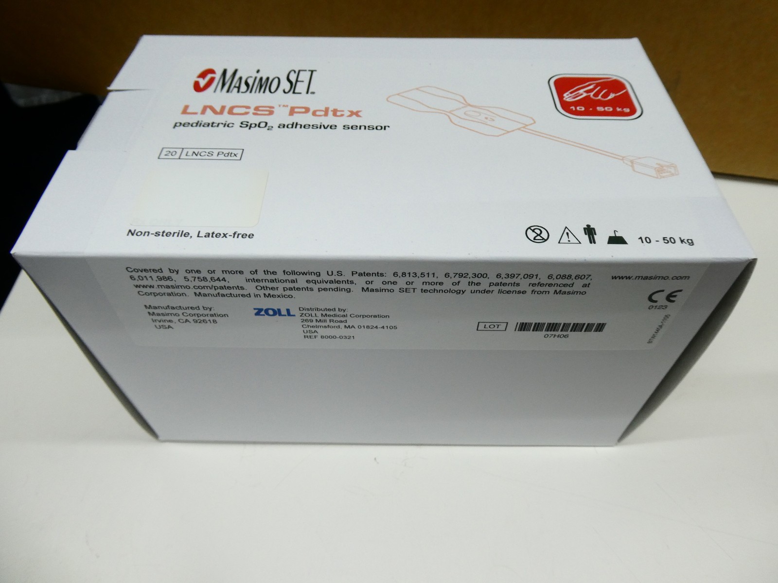 🍀 NEW! Masimo 2186 1860 LNCS Pdtx Pediatric Adhesive Sensor 10-50kg Box of 20