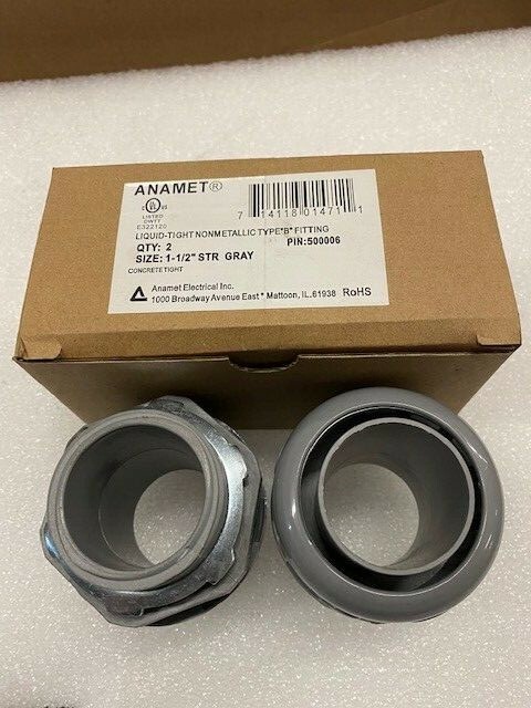 (2) Anamet 500006-1-1/2" to 1-1/2" NPT Straight Non-Metallic Type B Fitting