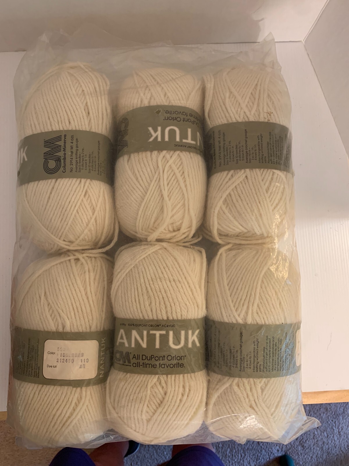 6 Skeins CM NANTUK Orlon ACRYLIC YARN 4 oz each Color: Fisherman