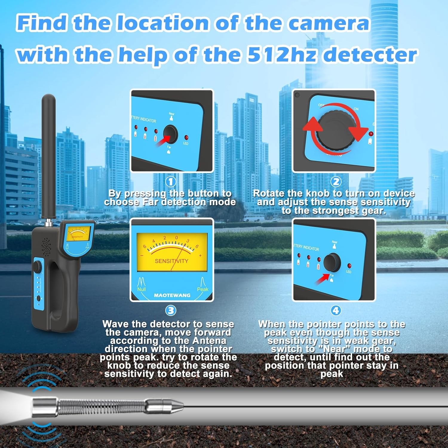 512Hz Pipe Locator Underground, Plumbing Tools, Sewer Camera Accessories, 3000mA