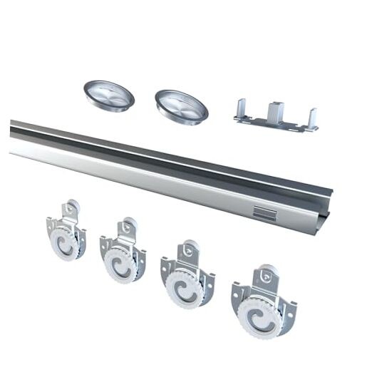 Bypass Sliding Door Track Hardware 72", Wardrobe Closet Door Steel Track 72INCH