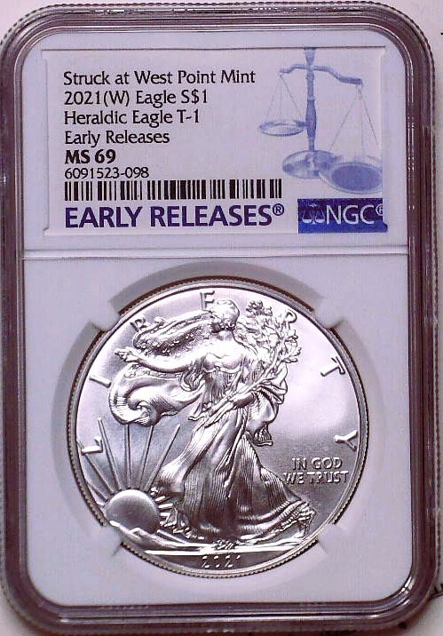 2021 West point Early Release  Type 1 Heraldic Eagle Blue Label NGC MS69