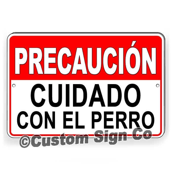 Beware Of Dog Spanish Metal Sign Dog Will Bite Security Warning Do Not Enter