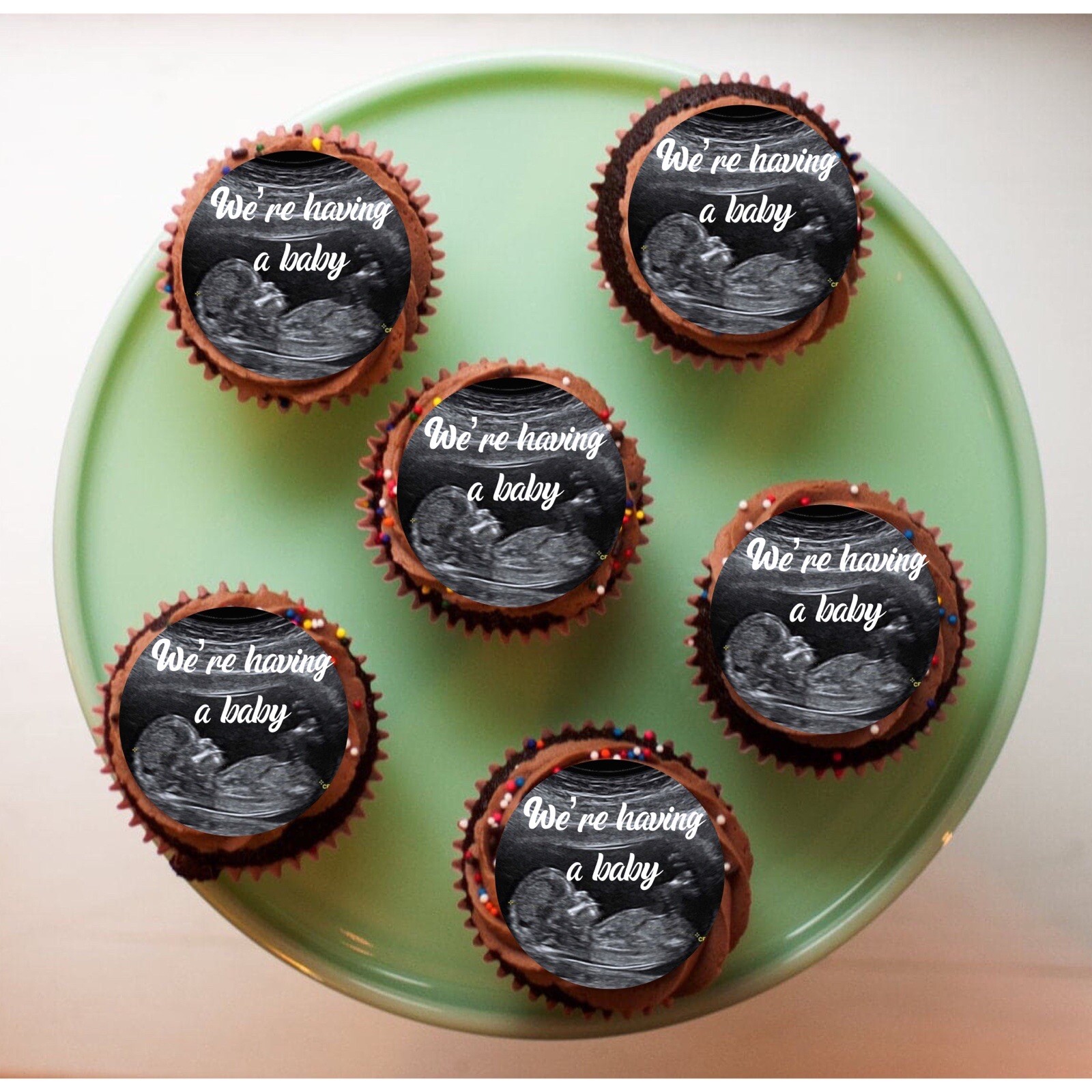 pregrancy annoncement edible image Topper, Cupcake Toppers
