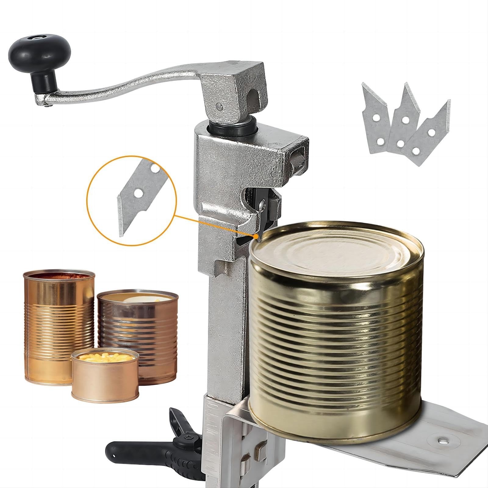 Manual Table Can Opener, Opener for Cans Up to 15.7”/40cm, Heavy Duty Comm