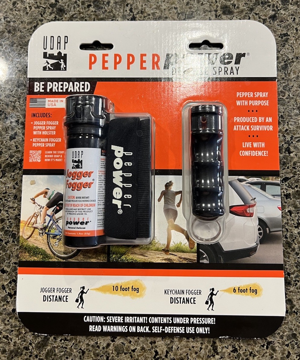 UDAP Pepper Power Defense Spray Jogger Fogger USA Holster Keychain NEW MIP