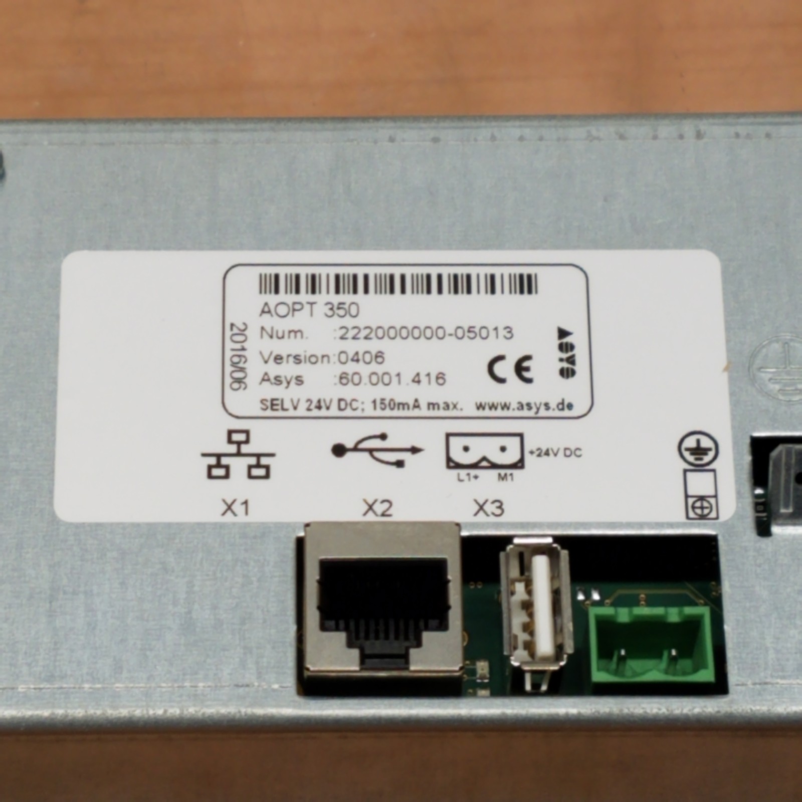 ASYS Group AOPT 350 Version 0406 HMI Operator Interface Panel, 24VDC, 150mA Max