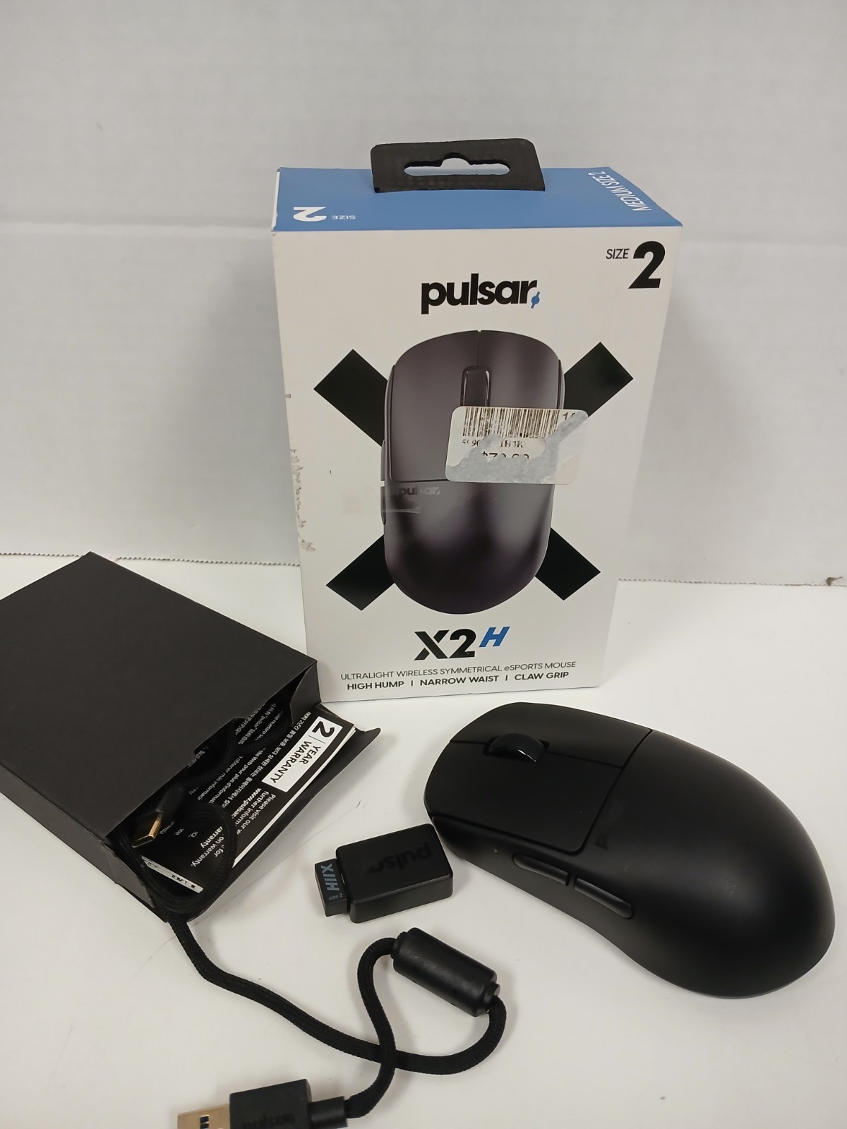 Pulsar X2H Wireless Symmetrical eSports Mouse Size 2 (Medium), Black