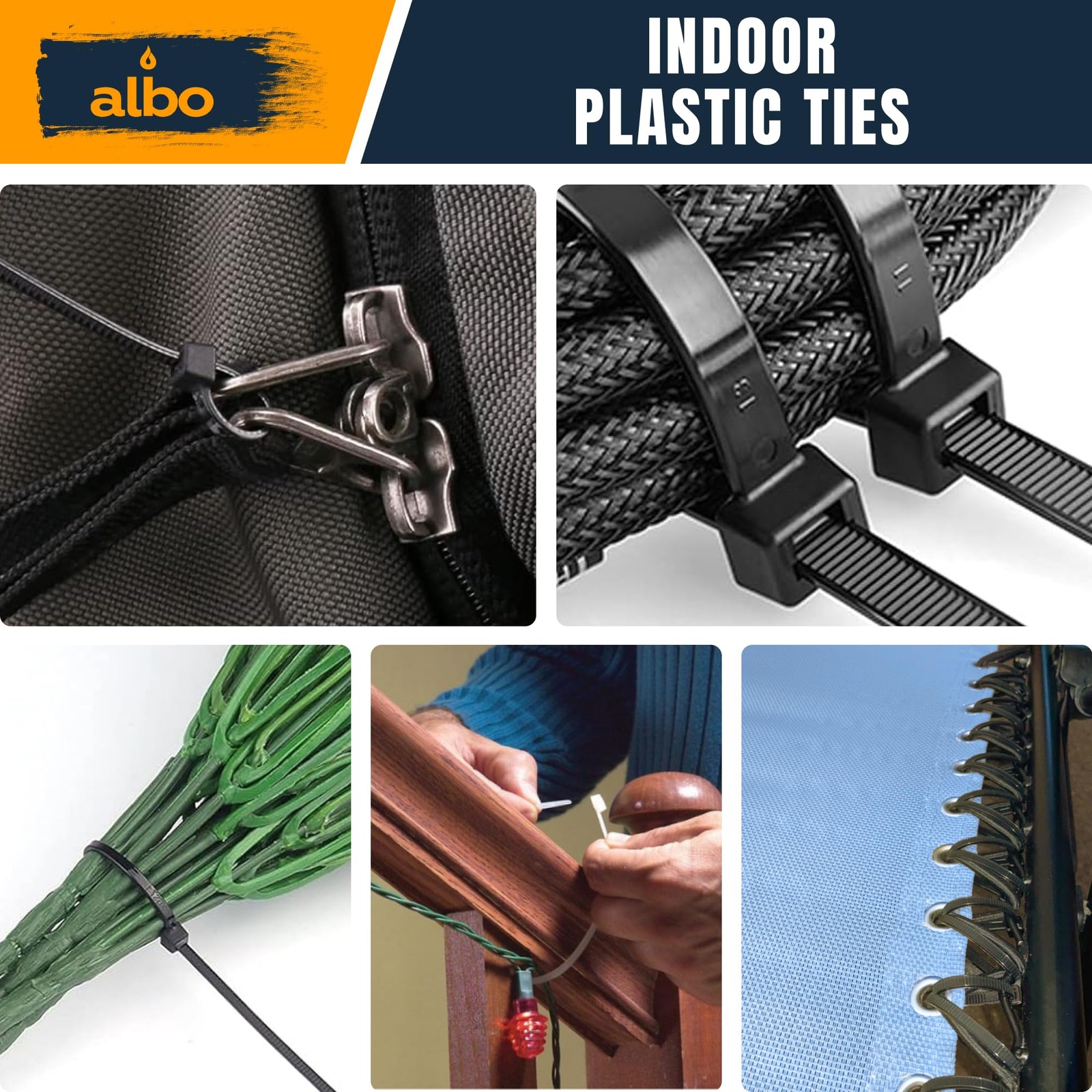 ALBO Black Zip Ties Assorted Sizes 800 800 Pack,