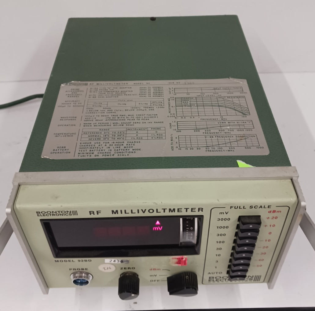 Boonton RF Millivolt Meter Model 92BD No Probe Powers On. AS IS / Sold For Parts