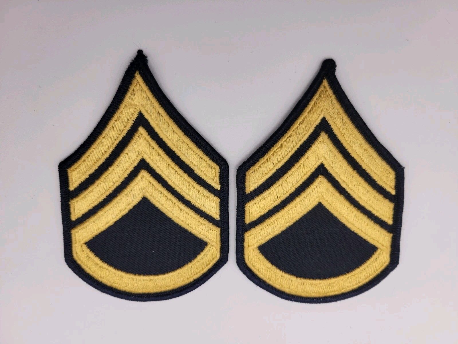 U.S. Army Enlisted Male E-6 Staff Sergeant Gold on Black Rank 2 Patch Set