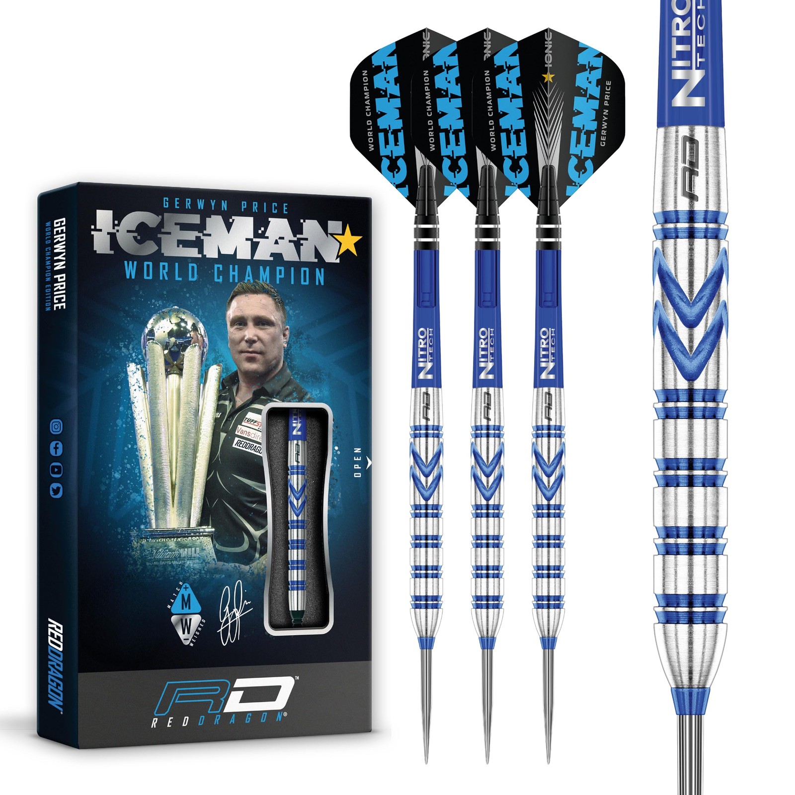Red Dragon Gerwyn Iceman Originals Tip Darts Set - 90 Tungsten Player Edition