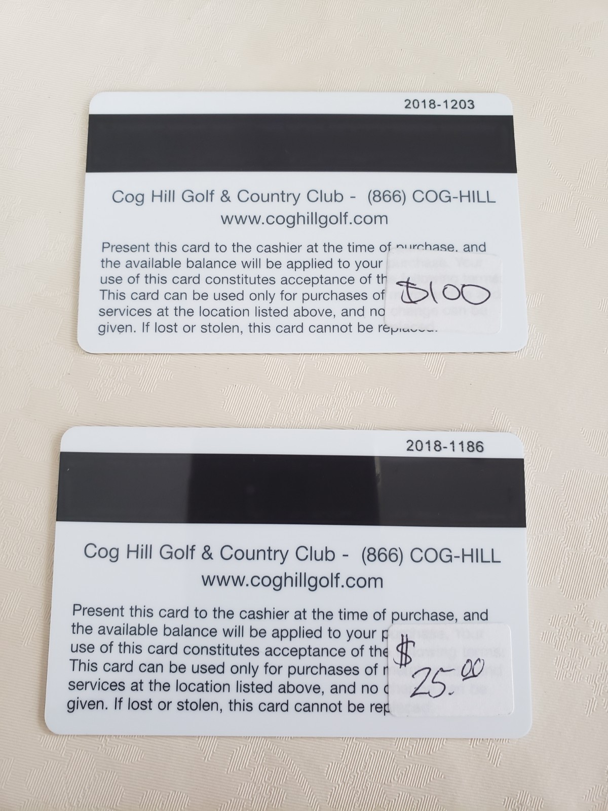 2 Cog Hill gift cards for sale