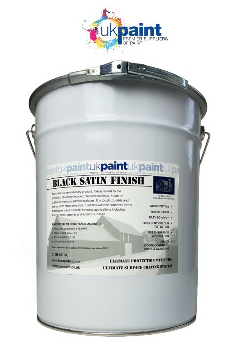 UK PAINT - Acrylic Barn Paint - 20L - Black Satin Finish