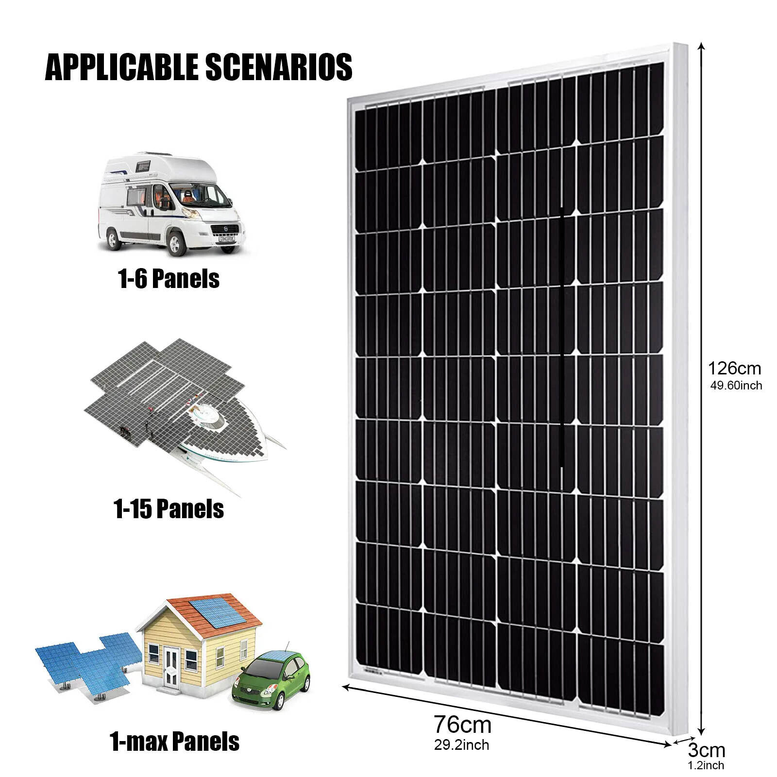 200W Watt Mono Solar Panel Kit W/30A MPPT Battery Charge Controller For Boat RV