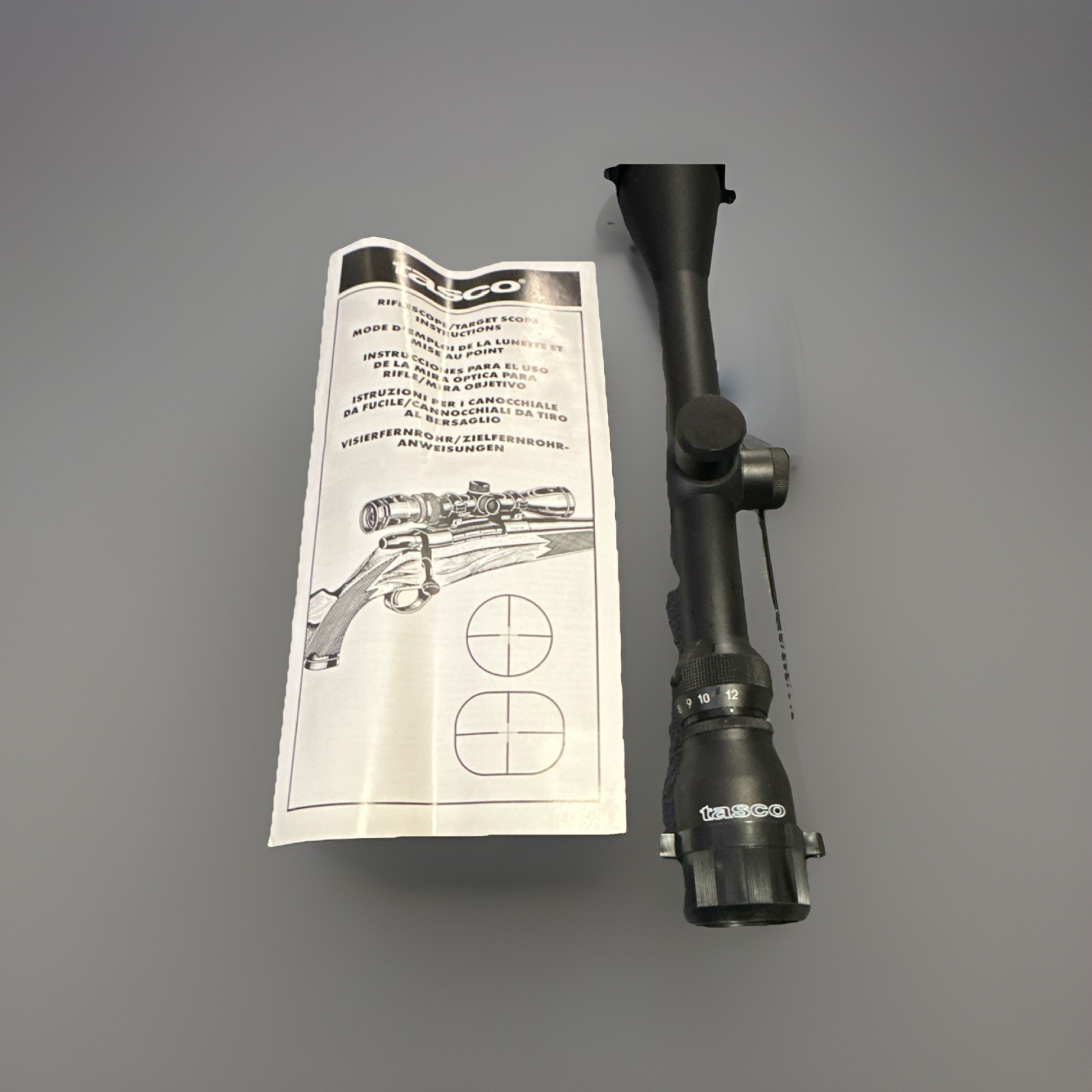 Tasco SPL412X42R 4x-12x42mm Riflescope for Rifle w/Lens Covers & Mount Rings