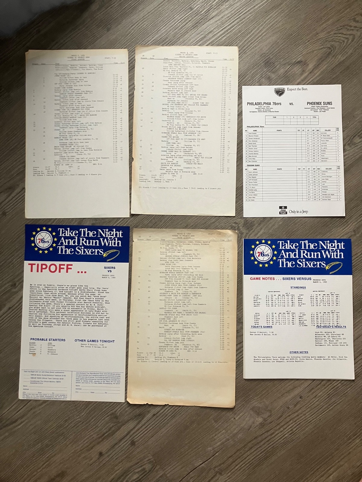 1989 NBA Official Game Scorer's Reports  Phila 76ers vs Phx Suns CHARLES BARKLEY
