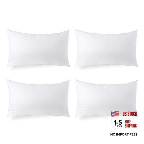 Hypoallergenic Lumbar Pillow Inserts 4 Pack, 12 × 20 Inches – Plush Polyester