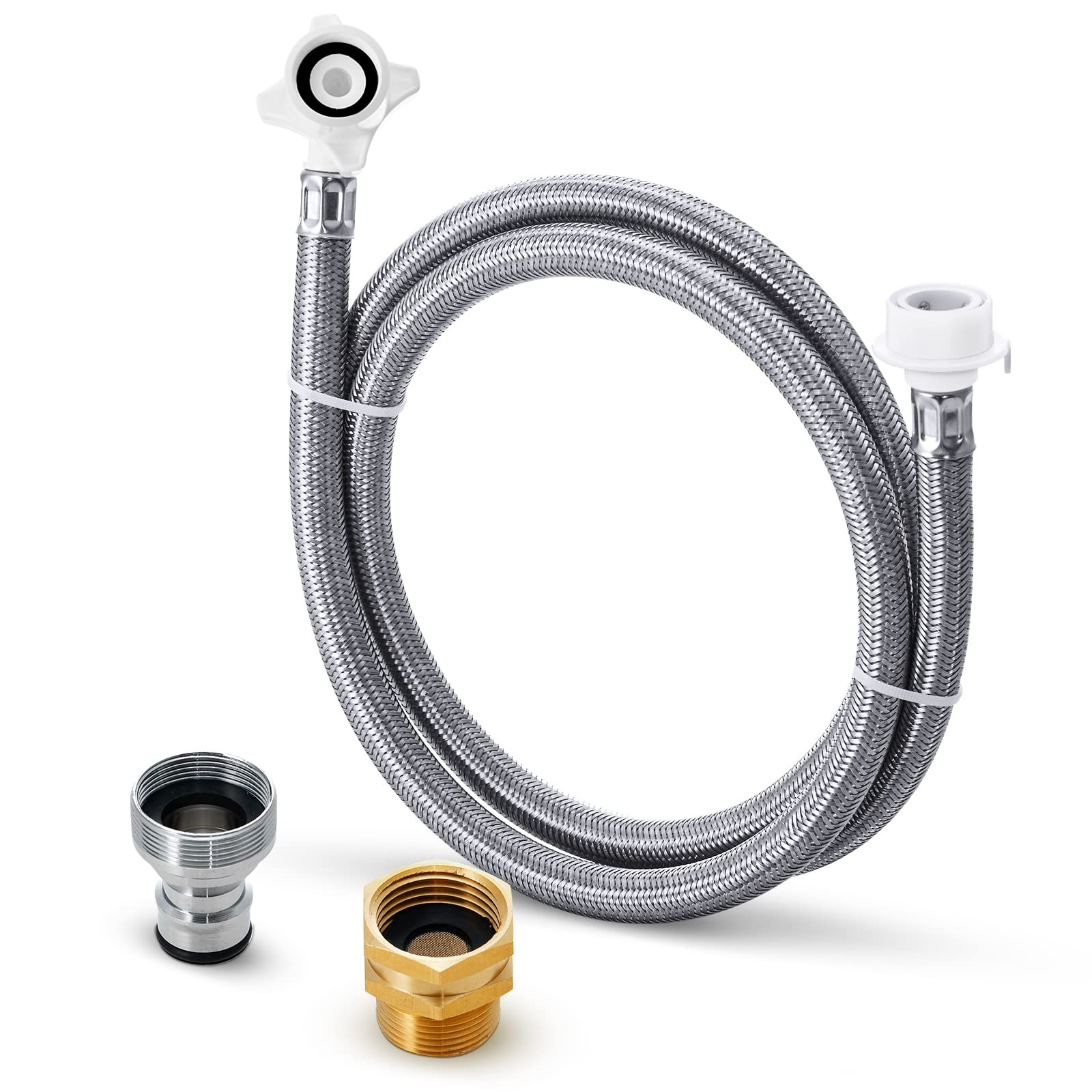 Stainless Steel Washing Machine Hose Quick Connect Water Inlet 90 Degree