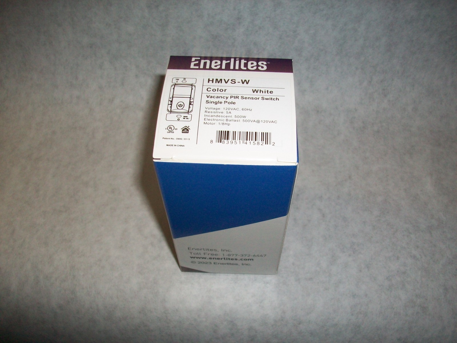 Enerlites HMVS-W: PIR 180° Vacancy Motion Sensor Wall Switch 5A 120V White-NIB