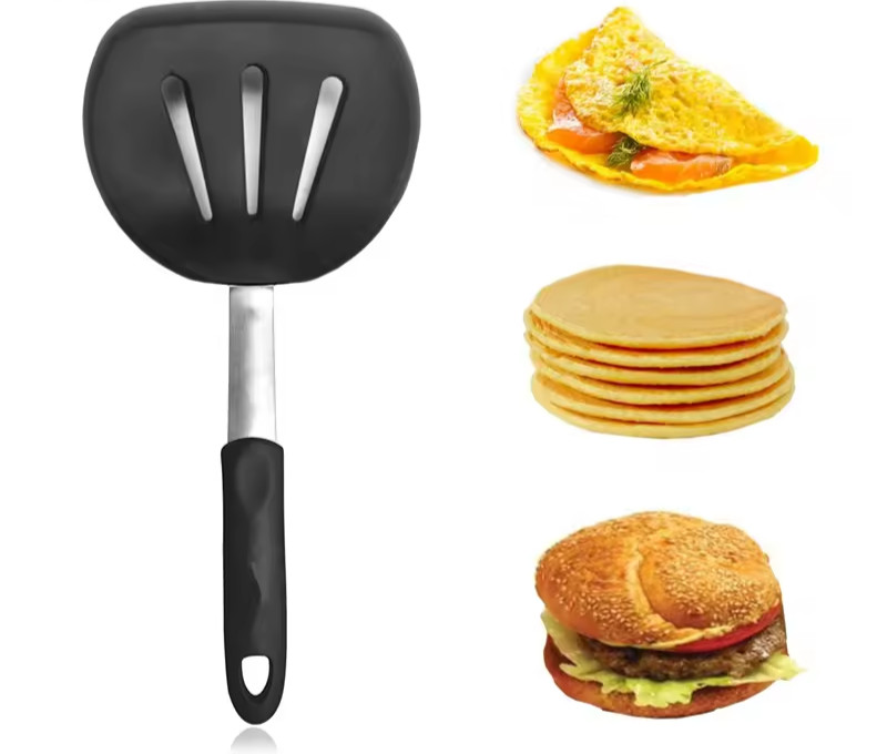 Large Wide round silicone spatula heat-resistant with non-slip handle