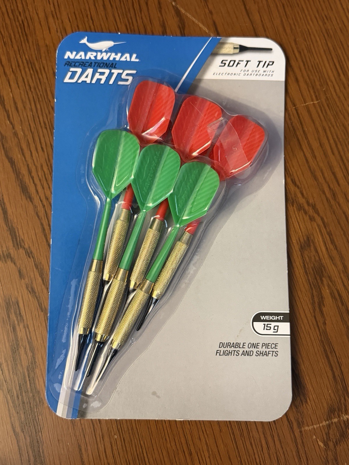 Narwhal Recreational Darts Soft Tip 15g Durable One Piece Flights & Shafts