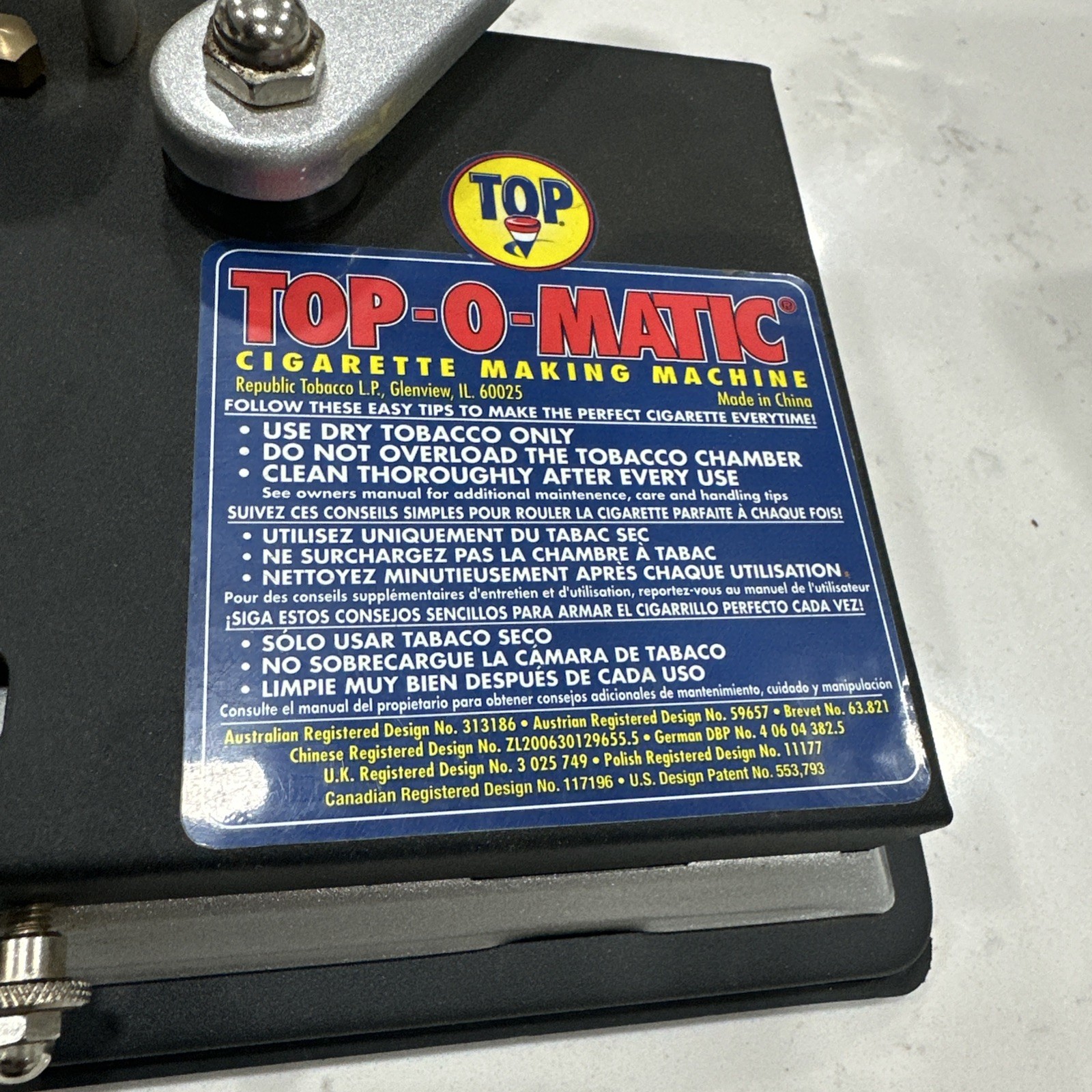 TOP O MATIC CIGARETTE ROLLING MACHINE KING SIZE & 100MM ^