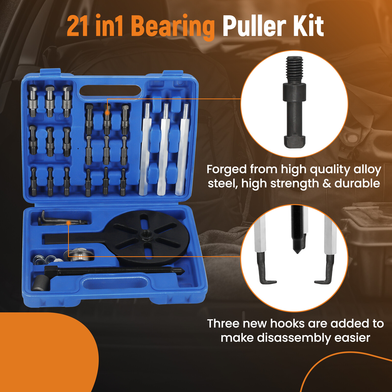 Three-jaw Puller Kit Inner Hole Removal Tool Bearing Disassembly with Box