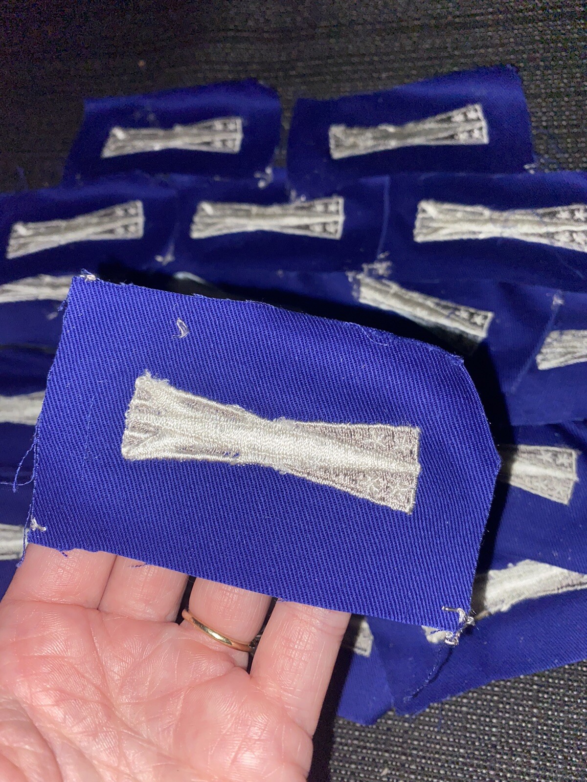 One (1) AIR FORCE BASIC MISSILE MAN Badge Twill Silver and Blue Cloth PATCH-60's