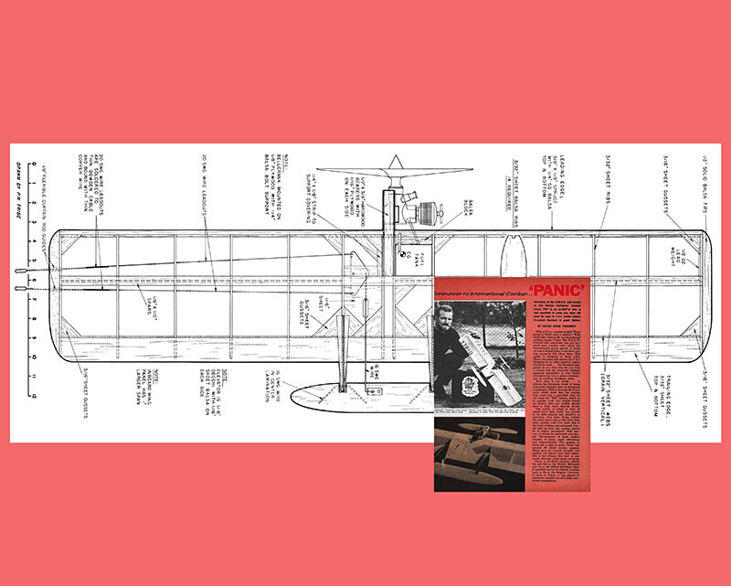 Model Airplane Plans (UC): PANIC 34" FAI Combat for 2.5cc (.15ci) Engine