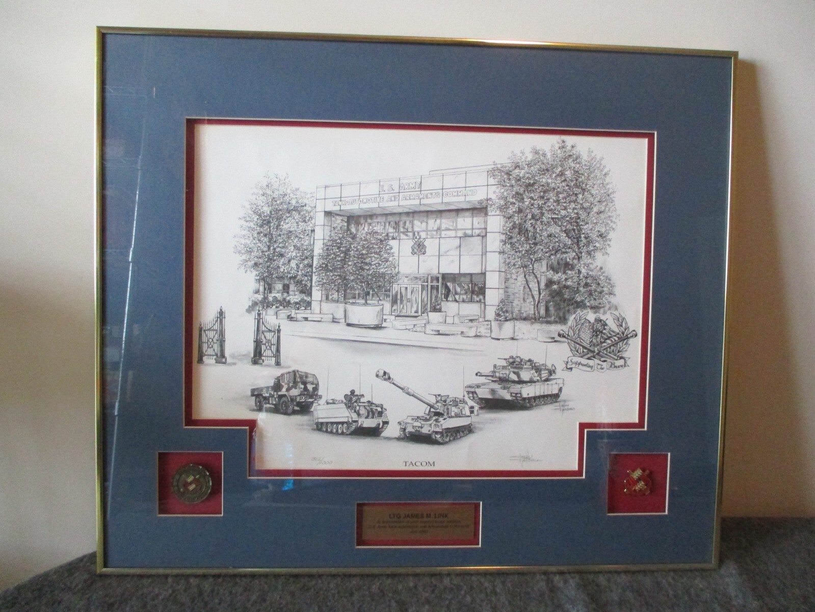 US ARMY TACOM PRINT LTD ED 312/1000 by KAREN RANDALL- AWARD to 3 STAR GENERAL