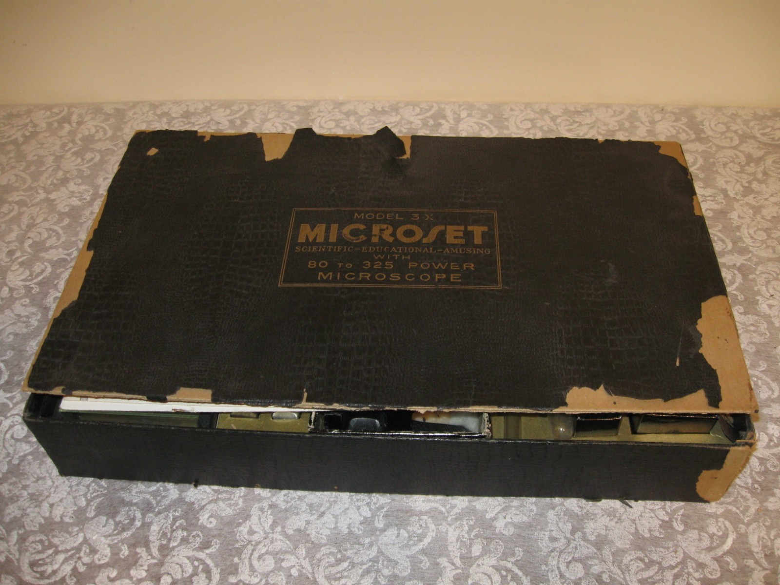 Vintage Microset Model 3X Microscope Set, 80-325 Power Microscope, Circa 1930's