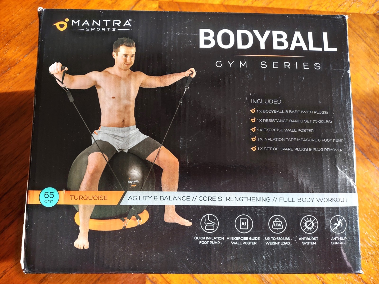 Mantra Sports Bodyball With Resistance Bands & Air Pump, Pregnancy Ball - New