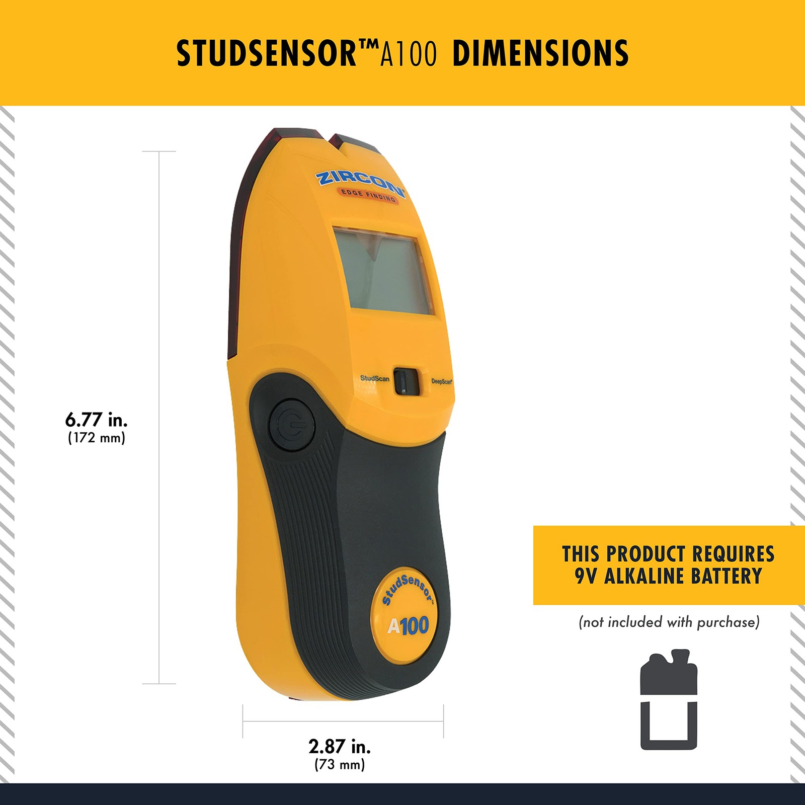 Zircon StudSensor A100 Wall Scanner and Center/Edge Locating Stud Finder with...