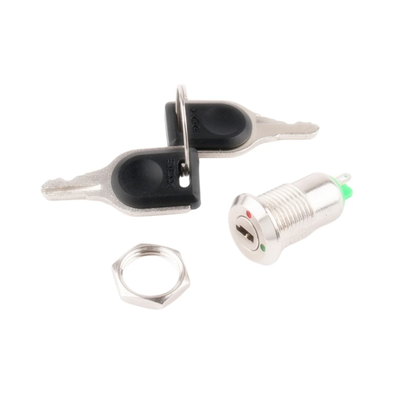 Metal Keyed Ignition Switches 12mm 2 Pin Electrical On/Off With Wiring Accessory