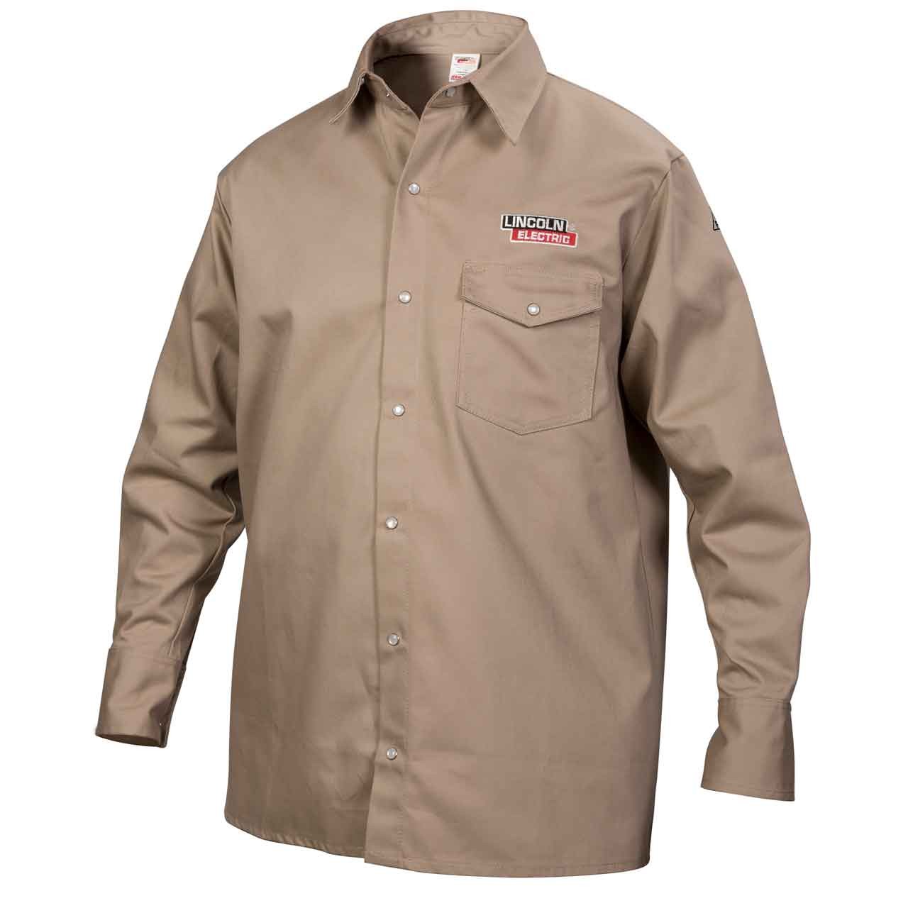 Lincoln Electric K3382-2XL Khaki FR Welding Work Shirt 2X-Large