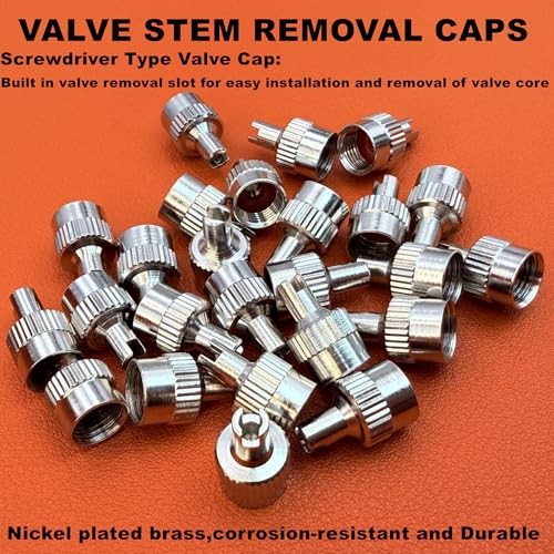 Brass Tire Valve Caps (25 Pack) Heavy-Duty Stem Covers | REMOVER CAPS(25pcs)
