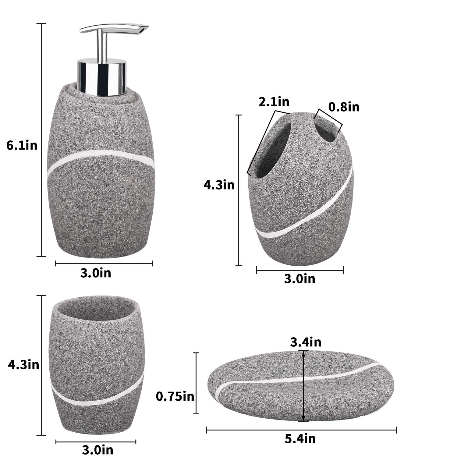 Bathroom Accessory Set,4 Pieces Bathroom Decor Complete Set Vanity Countertop...