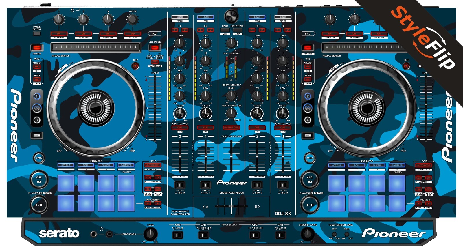 Pioneer DDJ-SX Skin | Blue Camo | Protective Decal | StyleFlip Skins