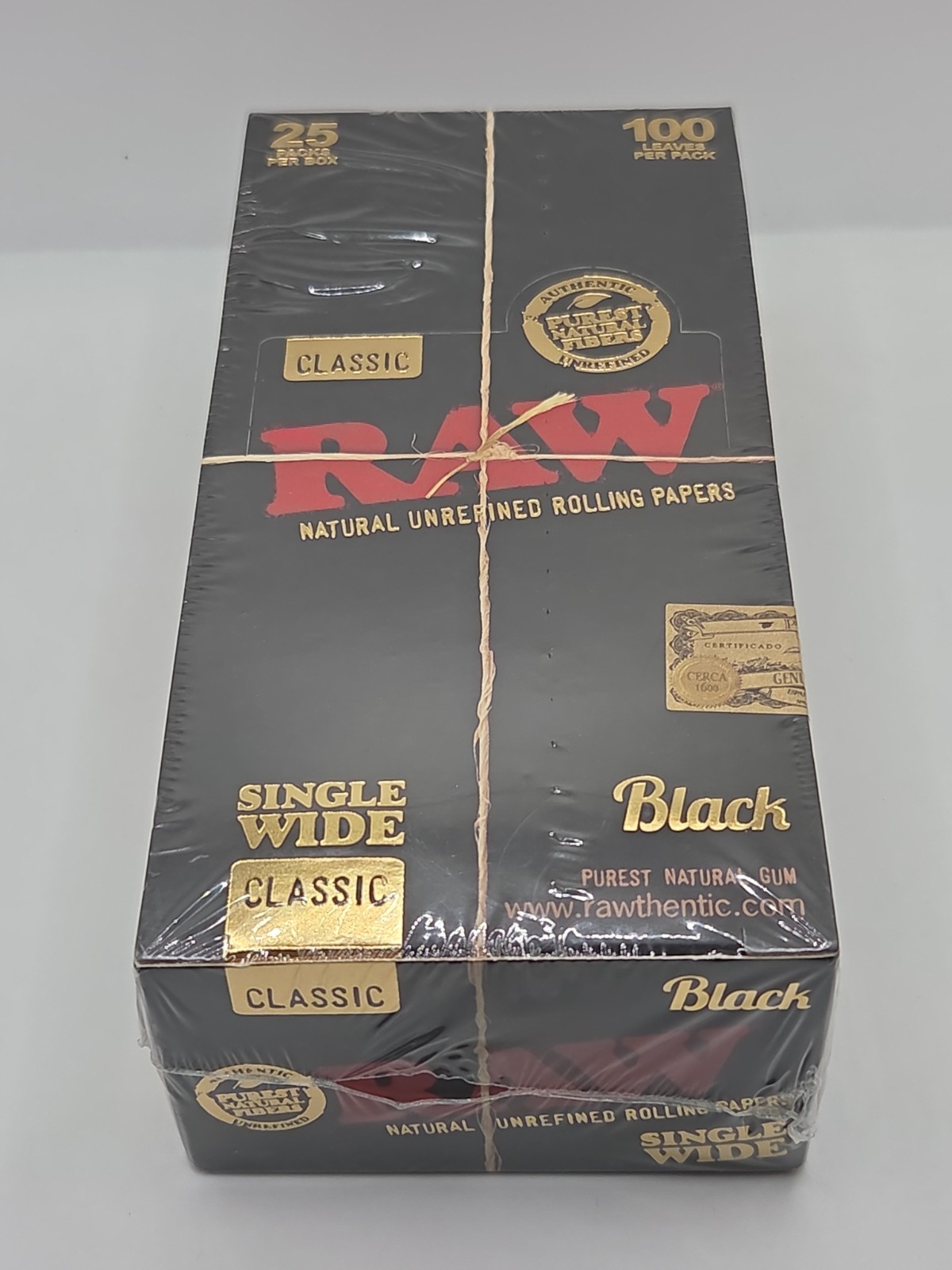 RAW BLACK Single Wide Classic Rolling Papers 25 Packs