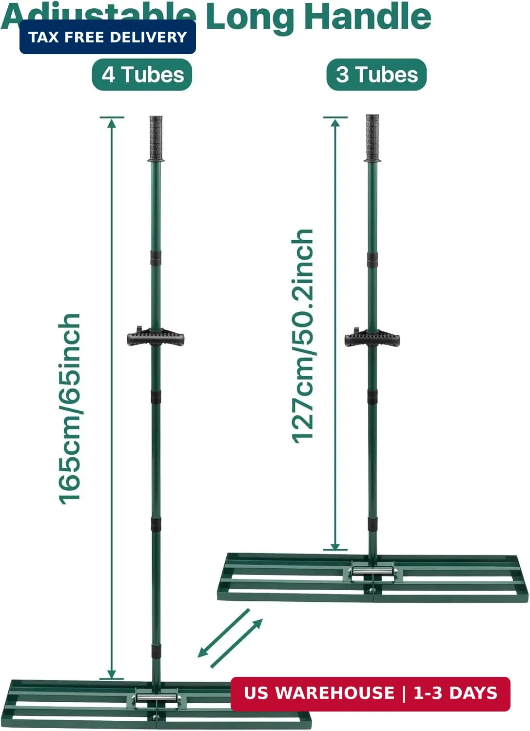 Lawn Leveling Rake 30x10'', Yard Leveling Rake for Soil with Adjustable Handle,