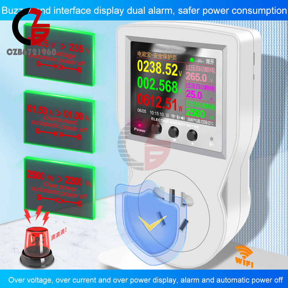 LCD Digital WIFI Timer Smart Metering Socket Power Statistics Switch For Tuya